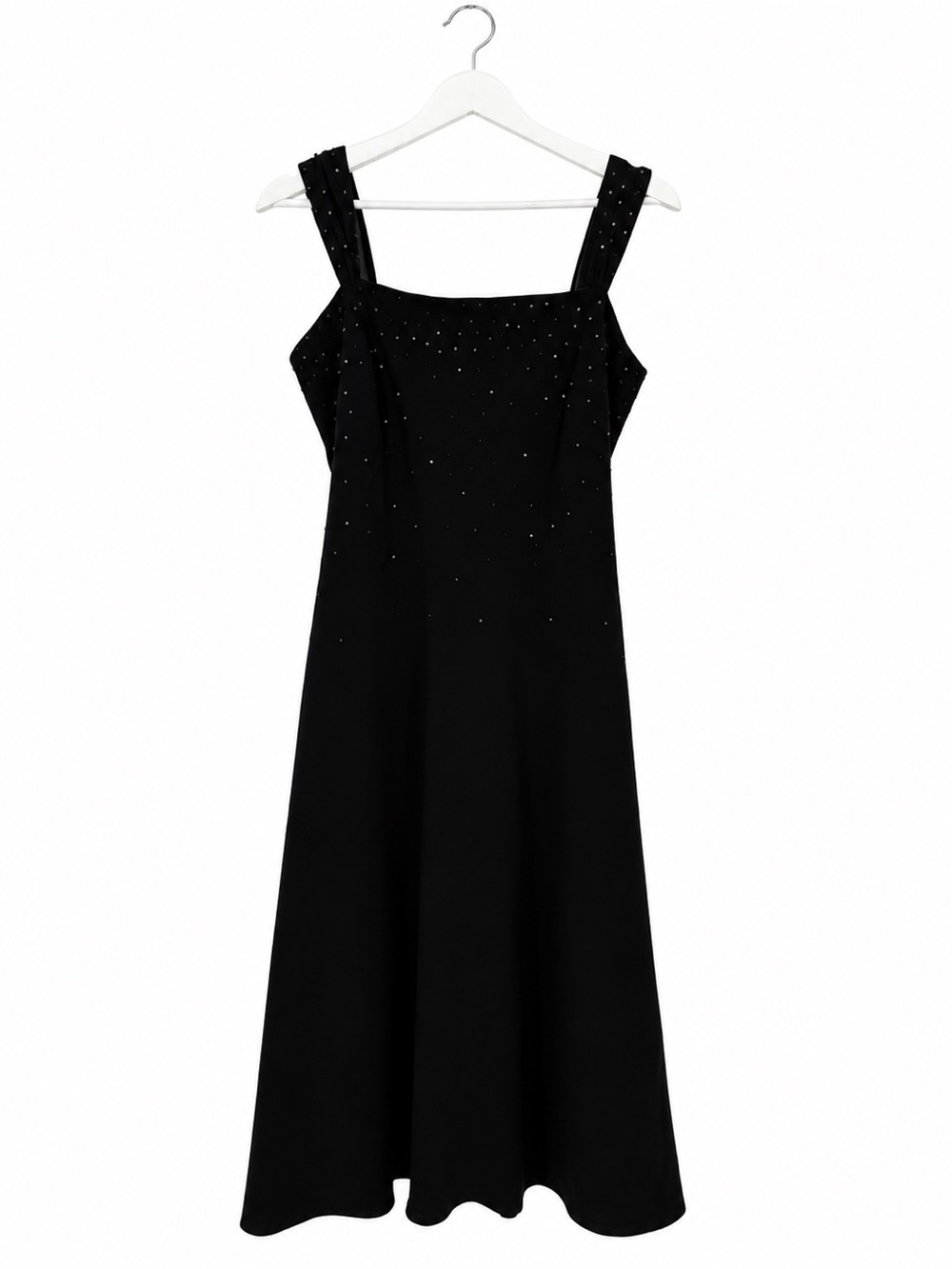 Jones Wear Dress Black Rhinestone Square Neck Midi Dress Size 12 Formal
